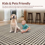 Ultra Soft Area Rug, Non Slip, Stain Resistant, Washable Area Rugs for Living Room, Bedroom, Chic Vintage Ogee Design(Beige)