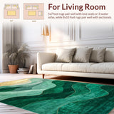 Ultra Soft Area Rug, Non Slip, Stain Resistant, Washable Area Rugs for Living Room, Bedroom, Contemporary Emerald Abstract Aesthetic(Green)