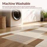 Ultra Soft Area Rug, Non Slip, Stain Resistant, Washable Area Rugs for Living Room, Bedroom, Elegant Subtle Striped Design(Beige)
