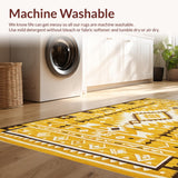 Ultra Soft Area Rug, Non Slip, Stain Resistant, Washable Area Rugs for Living Room, Bedroom, Elegant Low-Pile Geometric Design(Yellow)