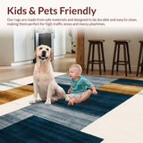 Ultra Soft Area Rug, Non Slip, Stain Resistant, Washable Area Rugs for Living Room, Bedroom, Eclectic Funky Ink Wash Design Abstract Area in Multi Tone(Blue)