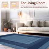 Ultra Soft Area Rug, Non Slip, Stain Resistant, Washable Area Rugs for Living Room, Bedroom, Modernist Gray Pattern Fusion(Blue)