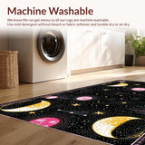 Ultra Soft Area Rug, Non Slip, Stain Resistant, Washable Area Rugs for Living Room, Bedroom, Enchanting Twilight Floral Geometry(Black)