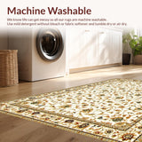 Ultra Soft Area Rug, Non Slip, Stain Resistant, Washable Area Rugs for Living Room, Bedroom, Charming Vintage Floral Design(Beige)