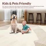 Ultra Soft Area Rug, Non Slip, Stain Resistant, Washable Area Rugs for Living Room, Bedroom, Rustic Textured Cream Elegance(Beige)
