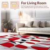 Ultra Soft Area Rug, Non Slip, Stain Resistant, Washable Area Rugs for Living Room, Bedroom, Bold Geometric Red White Grey Black Accent Carpet(Red)