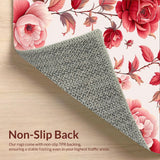 Ultra Soft Area Rug, Non Slip, Stain Resistant, Washable Area Rugs for Living Room, Bedroom, Sophisticated Garden-Inspired Décor(Red)