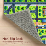 Ultra Soft Area Rug, Non Slip, Stain Resistant, Washable Area Rugs for Living Room, Bedroom, Colorful City Life Kids Playroom Educational Rug(Green)