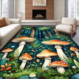 Whimsical Navy Blue Mushroom Motif(Green)