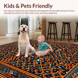 Ultra Soft Area Rug, Non Slip, Stain Resistant, Washable Area Rugs for Living Room, Bedroom, Elegant Lattice Patterned Texture(Black)