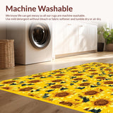 Ultra Soft Area Rug, Non Slip, Stain Resistant, Washable Area Rugs for Living Room, Bedroom, Rustic Vibrant Sunflower Illustration(Yellow)