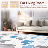 Ultra Soft Area Rug, Non Slip, Stain Resistant, Washable Area Rugs for Living Room, Bedroom, Modern Pastel Animal Design(Gray)