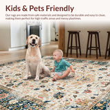 Ultra Soft Area Rug, Non Slip, Stain Resistant, Washable Area Rugs for Living Room, Bedroom, Chic Neutral Toned Leaf Patterns(Ivory)