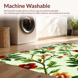 Ultra Soft Area Rug, Non Slip, Stain Resistant, Washable Area Rugs for Living Room, Bedroom, Lush Verdant Floral Motif(Beige)