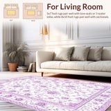 Ultra Soft Area Rug, Non Slip, Stain Resistant, Washable Area Rugs for Living Room, Bedroom, Eclectic White Blossom Artistry(White)