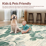 Ultra Soft Area Rug, Non Slip, Stain Resistant, Washable Area Rugs for Living Room, Bedroom, Serene Earthy Tones Floral Style(Gray)