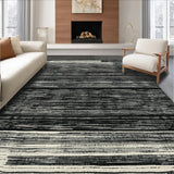 Ultra Soft Area Rug, Non Slip, Stain Resistant, Washable Area Rugs for Living Room, Bedroom, Piano Key: Striped Woven Rug, Minimalist Black & White Design(Black)