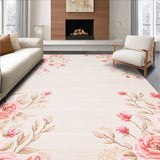 Ultra Soft Area Rug, Non Slip, Stain Resistant, Washable Area Rugs for Living Room, Bedroom, Rose Cozy Modern Aesthetic(Beige)