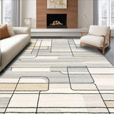 Abstract Line Art Area in Muted Beige and Grey Palette(Beige)