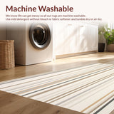 Ultra Soft Area Rug, Non Slip, Stain Resistant, Washable Area Rugs for Living Room, Bedroom, Door Mat with Minimalist Striped Design for Back Doors(Beige)