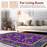 Ultra Soft Area Rug, Non Slip, Stain Resistant, Washable Area Rugs for Living Room, Bedroom, Playful Modern Trellis Composition(Purple)