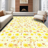 Ultra Soft Area Rug, Non Slip, Stain Resistant, Washable Area Rugs for Living Room, Bedroom, Lovely Springtime Floral Texture(Yellow)