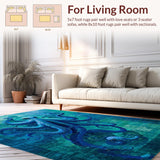 Ultra Soft Area Rug, Non Slip, Stain Resistant, Washable Area Rugs for Living Room, Bedroom, Octopus Tentacle Art Rug - Blue Digital Print(Blue)