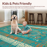 Ultra Soft Area Rug, Non Slip, Stain Resistant, Washable Area Rugs for Living Room, Bedroom, Abstract Lattice Design Aesthetic(Blue)