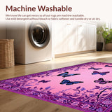 Ultra Soft Area Rug, Non Slip, Stain Resistant, Washable Area Rugs for Living Room, Bedroom, Joyful Whimsical Floral Touch(Pink)
