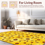 Ultra Soft Area Rug, Non Slip, Stain Resistant, Washable Area Rugs for Living Room, Bedroom, Artisan Crafted Rustic Floral Delight(Yellow)
