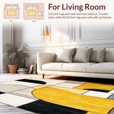 Geometric Minimalism Beige Black Yellow Abstract Bathroom Mat(Yellow)