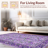 Ultra Soft Area Rug, Non Slip, Stain Resistant, Washable Area Rugs for Living Room, Bedroom, Serene Lavender Leaf Pattern(Purple)