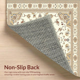 Ultra Soft Area Rug, Non Slip, Stain Resistant, Washable Area Rugs for Living Room, Bedroom, Classic Featuring Intricate Medallion Motifs(Ivory)