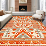 Ultra Soft Area Rug, Non Slip, Stain Resistant, Washable Area Rugs for Living Room, Bedroom, Artistic Southwestern Textured Design(Orange)