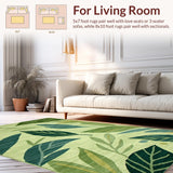 Ultra Soft Area Rug, Non Slip, Stain Resistant, Washable Area Rugs for Living Room, Bedroom, Charming Groovy Green Floral Aesthetic(Green)