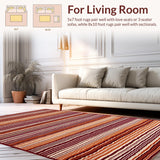 Ultra Soft Area Rug, Non Slip, Stain Resistant, Washable Area Rugs for Living Room, Bedroom, Artful Retro Motif Arrangement(Brown)