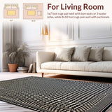 Ultra Soft Area Rug, Non Slip, Stain Resistant, Washable Area Rugs for Living Room, Bedroom, Sleek Minimalist Ogee Style(Black)