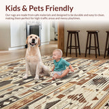 Ultra Soft Area Rug, Non Slip, Stain Resistant, Washable Area Rugs for Living Room, Bedroom, Textured Geometric Earth Tone(Brown)