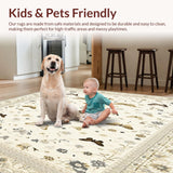 Ultra Soft Area Rug, Non Slip, Stain Resistant, Washable Area Rugs for Living Room, Bedroom, Beige Floral Insect Moth Butterfly(Beige)