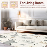 Ultra Soft Area Rug, Non Slip, Stain Resistant, Washable Area Rugs for Living Room, Bedroom, Charming Woodland Animal Aesthetic(Beige)