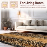 Ultra Soft Area Rug, Non Slip, Stain Resistant, Washable Area Rugs for Living Room, Bedroom, Transitional Retro Visual Harmony(Gold)
