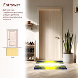 Ultra Soft Area Rug, Non Slip, Stain Resistant, Washable Area Rugs for Living Room, Bedroom, Vibrant Sunburst Patterned Mat(Yellow)