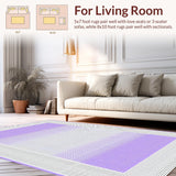 Ultra Soft Area Rug, Non Slip, Stain Resistant, Washable Area Rugs for Living Room, Bedroom, Chic Pastel Dotted Border Aesthetic(Purple)