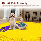 Ultra Soft Area Rug, Non Slip, Stain Resistant, Washable Area Rugs for Living Room, Bedroom, Elegant Purple and Yellow Harmony(Yellow)