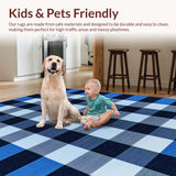 Ultra Soft Area Rug, Non Slip, Stain Resistant, Washable Area Rugs for Living Room, Bedroom, Contemporary White and Blue Geometric(Blue)
