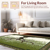 Ultra Soft Area Rug, Non Slip, Stain Resistant, Washable Area Rugs for Living Room, Bedroom, Children Activity with Tree of Life Motif and Earth Tones(Green)