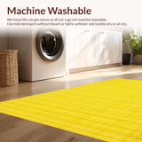 Ultra Soft Area Rug, Non Slip, Stain Resistant, Washable Area Rugs for Living Room, Bedroom, Sunny Checkered Modern Aesthetic(Yellow)