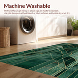 Ultra Soft Area Rug, Non Slip, Stain Resistant, Washable Area Rugs for Living Room, Bedroom, Sleek Abstract Linear Patterns(Green)