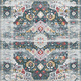 Ultra Soft Area Rug, Non Slip, Stain Resistant, Washable Area Rugs for Living Room, Bedroom, Cozy Earthy Floral Design(Gray)