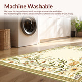 Ultra Soft Area Rug, Non Slip, Stain Resistant, Washable Area Rugs for Living Room, Bedroom, Boho Floral Entrance Runner Non Slip Indoor Hallway(Beige)